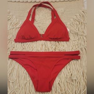 Red swim suit
